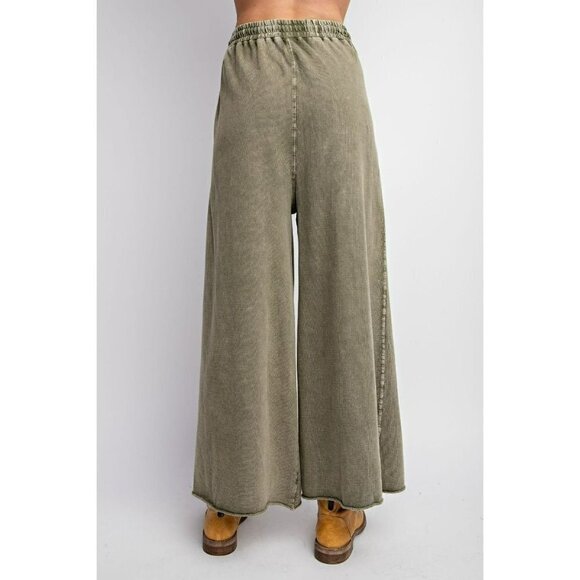 Easy Does It Mineral Washed Wide Leg Pants in Olive - Picture 5 of 5